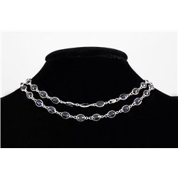 53.00CT SwarovskiBezelDesignSapphireSilverNecklace18.64g