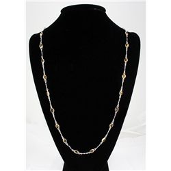 Natural Citrine 22.10CT SilverSwivelLinkChainNecklace 11.21g