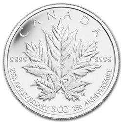 2013 1 oz Silver Canadian-25th Anniv. of the Silver Maple -Gilded