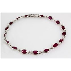 Natural 5.95CT Ruby Gemstone in Silver Bezel Bracelet 2.48g