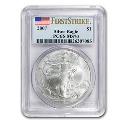 2007 1 oz Silver American Eagle MS-70 PCGS Registry Set Coin