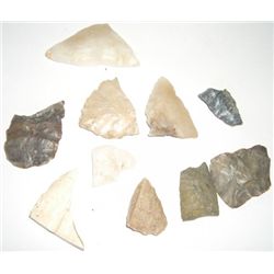 HUGE LOT OF 10 TOTAL INDIAN ARROWHEADS & ASSORTED TOOL HEADS *ALL FOR 1 MONEY*!!