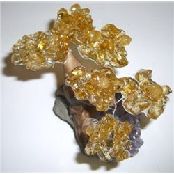 BEAUTIFUL YELLOW CITRINE TREE ON AN AMETHYST BED AS THE BASE *ALL NATURAL AMETHYST & CITRINE* !!