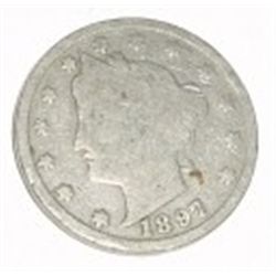 1897 LIBERTY HEAD "V" NICKEL RED BOOK VALUE IS $5.00+ *NICE EARLY GOOD GRADE NICKEL*!!