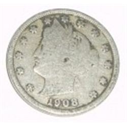1908 LIBERTY HEAD "V" NICKEL RED BOOK VALUE IS $8.00+ *NICE EARLY FINE GRADE NICKEL*!!