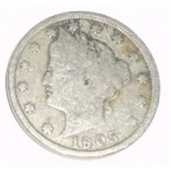 1905 LIBERTY HEAD "V" NICKEL RED BOOK VALUE IS $3.00+ *NICE EARLY VERY GOOD GRADE NICKEL*!!