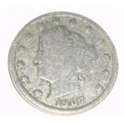 1907 LIBERTY HEAD "V" NICKEL RED BOOK VALUE IS $8.00+ *NICE EARLY FINE GRADE NICKEL*!!