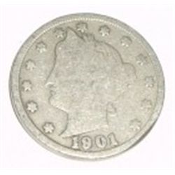1901 LIBERTY HEAD "V" NICKEL RED BOOK VALUE IS $3.00+ *NICE EARLY VERY GOOD GRADE NICKEL*!!