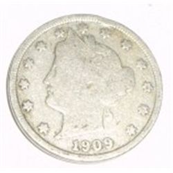 1909 KEY DATE LIBERTY HEAD "V" NICKEL RED BOOK VALUE IS $10.00+ *NICE EARLY FINE GRADE NICKEL*!!