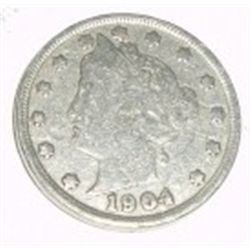1904  LIBERTY HEAD "V" NICKEL RED BOOK VALUE IS 3.00+ *NICE EARLY VERY GOOD GRADE NICKEL*!!