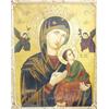 Image 1 : A BYZANTINE STYLE ICON: The Holy Mother and Child flanked by Angels,  oil on canvas, 27" x 22" £2