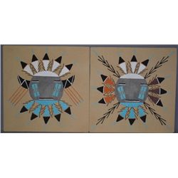 TWO NAVAJO SAND PAINTINGS