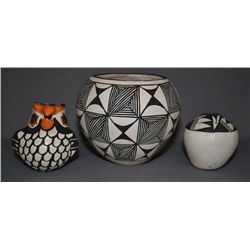 THREE ACOMA POTTERY ITEMS