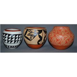 THREE JEMEZ POTTERY JARS