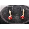 Image 2 : 14K GOLD PLATED CZ RED EARRINGS
