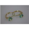 Image 1 : 14K GOLD PLATED BLUE CZ EARRINGS