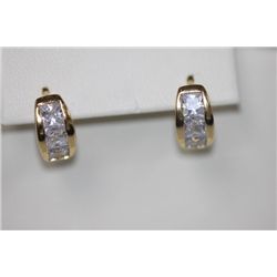 14K GOLD PLATED AND CZ SMALL HOOP EARRINGS