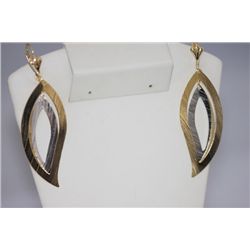 18K GOLD PLATED BI-COLOR DANGLING EARRINGS