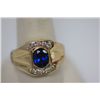 Image 2 : GOLD PLATED BLUE CZ MENS RING 14K