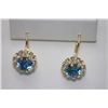 Image 2 : 14K GOLD PLATED WHITE AND BLUE CZ EARRINGS
