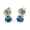 Image 1 : Genuine 0.90 ctw Blue Diamond Stud Earring 14k