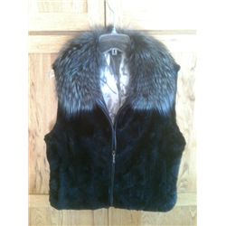 Sheared Mink Vest with Silver Fox Collar