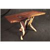 Image 1 : Hand Carved Walnut Sofa Table With Inlays and Twisted Juniper Base