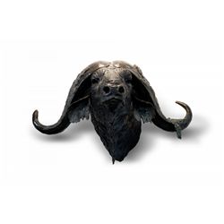 "The Banker" - Bronze Buffalo Bust Wall Mount by John Tolmay