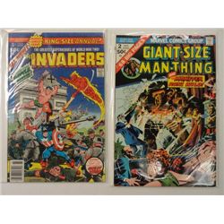 2 Comic Books:  Giant-Size Man-Thing #2 Nov 1974 & Invaders Annual #1 Sept 1977.