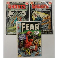 3 Comics:  Fear #1 Nov 1970, Ghosts #11 Jan 1973 & Ghosts #10 Dec 1972.