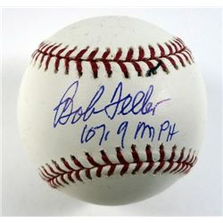 Bob Feller 107.9 MPH Autographed Baseball -- Reggie Jackson Authentics.