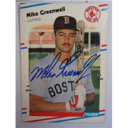 Mike Greenwell AUTOGRAPHED Fleer #354 Baseball Card.