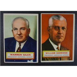 1956 Topps #1 Will Harridge & #2 Warren Giles
