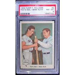 1959 Fleer Ted Williams #2 Ted's Idol--Babe Ruth  PSA 8 NM-MT