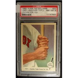 1959 FLEER TED WILLIAMS #33  ANOTHER TRIPLE CROWN FOR TED.  PSA 8