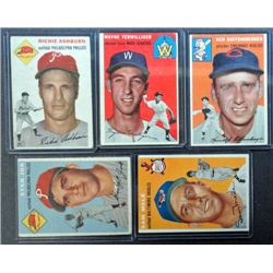 5 - 1954 Topps Baseball Card Lot - with Richie Ashburn.