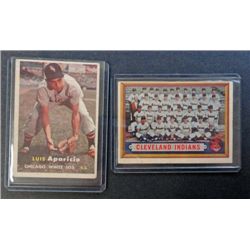 2 - 1957 Topps Baseball Cards, Aparicio & Indians T/C