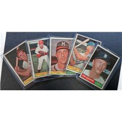 5 - 1961 Topps Baseball Big Star Card Lot.  All EM-EX