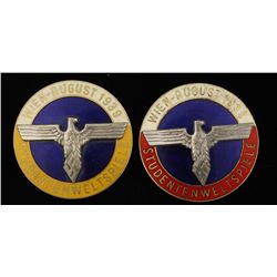 2 German W WII August 1939 Vienna Student Badges