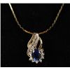 Image 1 : 10K Sapphire and Diamond Pendant and Chain