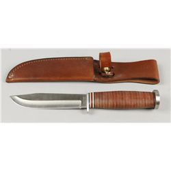 Western Knife with Stacked Leather Handle