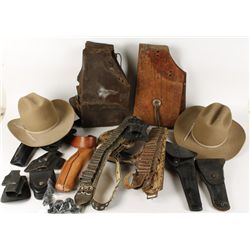 Large Lot of Western Hats and Leather