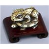 Image 1 : Carved Ivory Frog on Turtle Netsuke with Display
