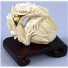 Image 1 : Intricately Carved Bone Double Dragon Netsuke