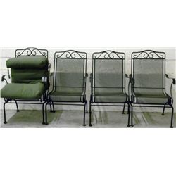 Set of Four Black Wrought Iron Outdoor Patio