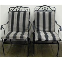 Set of Two Black Wrought Iron Outdoor Patio Chairs