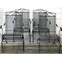 Set of Four Black Wrought Iron Outdoor Patio