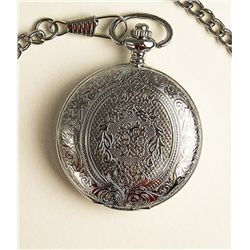 Men's Pocket Watch W/carved Stainless Steel Case