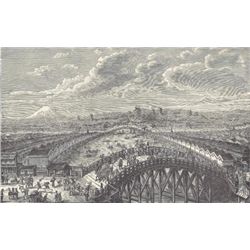 ORIGINAL Antique PRINT scenE-VIEW FROM THE BRIDGE