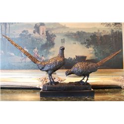 Pair of Pheasants Bronze Sculpture